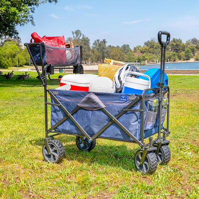 Mac Sports Collapsible Folding Push Pull Utility Cart Wagon, Blue (Used)