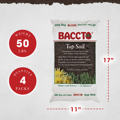 Michigan Peat 1550P Baccto Top Soil with Reed Sedge and Sand, 50 Pounds, 4 Pack