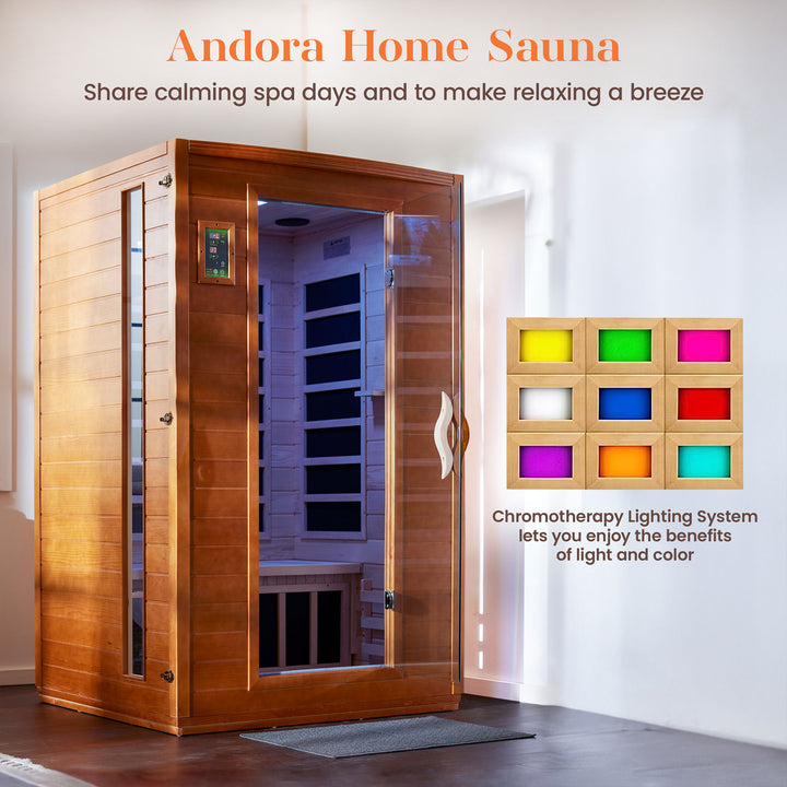 Golden Designs Andora 2 Person Low EMF 6 Heating Panel Infrared Sauna(For Parts)