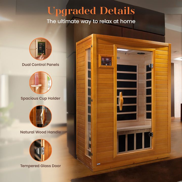 Golden Designs Andora 2 Person Low EMF 6 Heating Panel Infrared Sauna(For Parts)