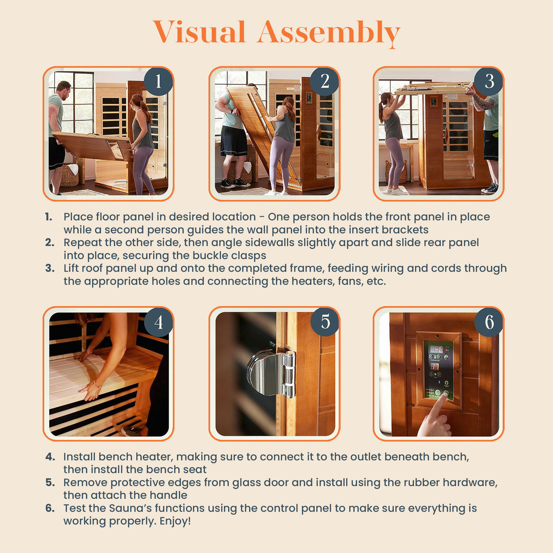 Golden Designs Andora 2 Person Low EMF 6 Heating Panel Infrared Sauna(For Parts)