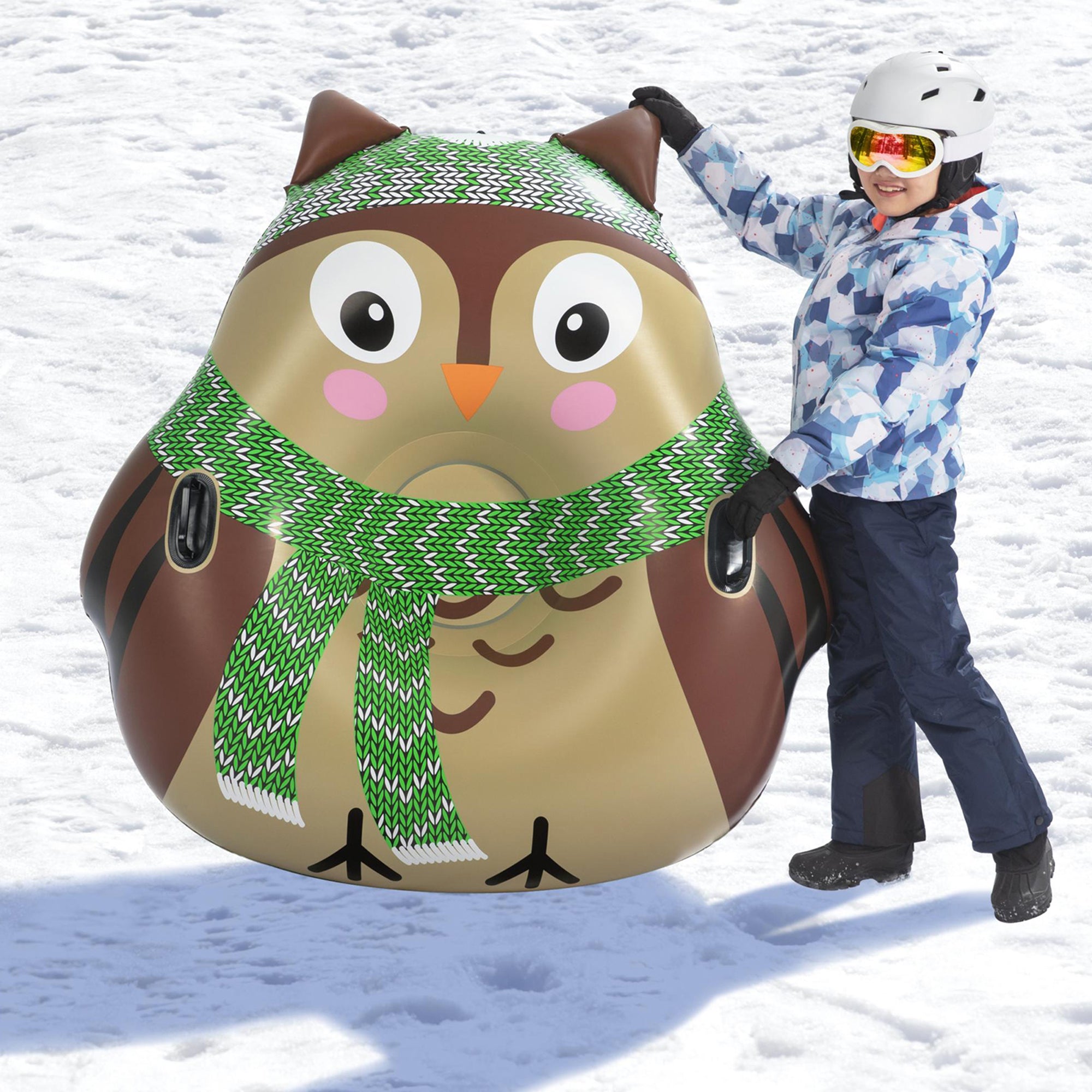 Oakley the Owl 1 Person Inflatable Winter Snow Tube Sled (Open Box) - VMInnovations