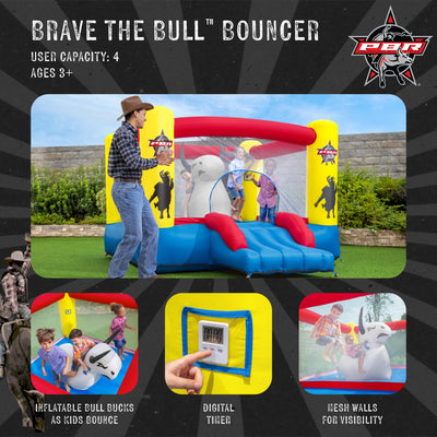 Bestway Brave the Bull Indoor or Outdoor Inflatable Bounce House with Air Blower