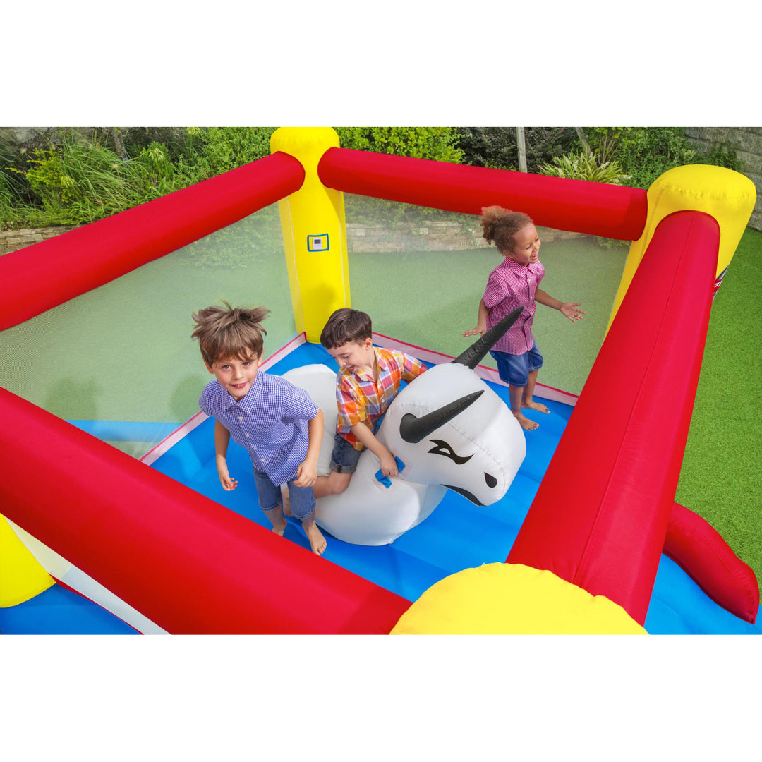 Bestway Brave the Bull Indoor or Outdoor Inflatable Bounce House with Air Blower - VMInnovations