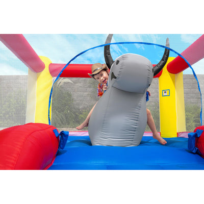 Bestway Brave the Bull Indoor or Outdoor Inflatable Bounce House with Air Blower