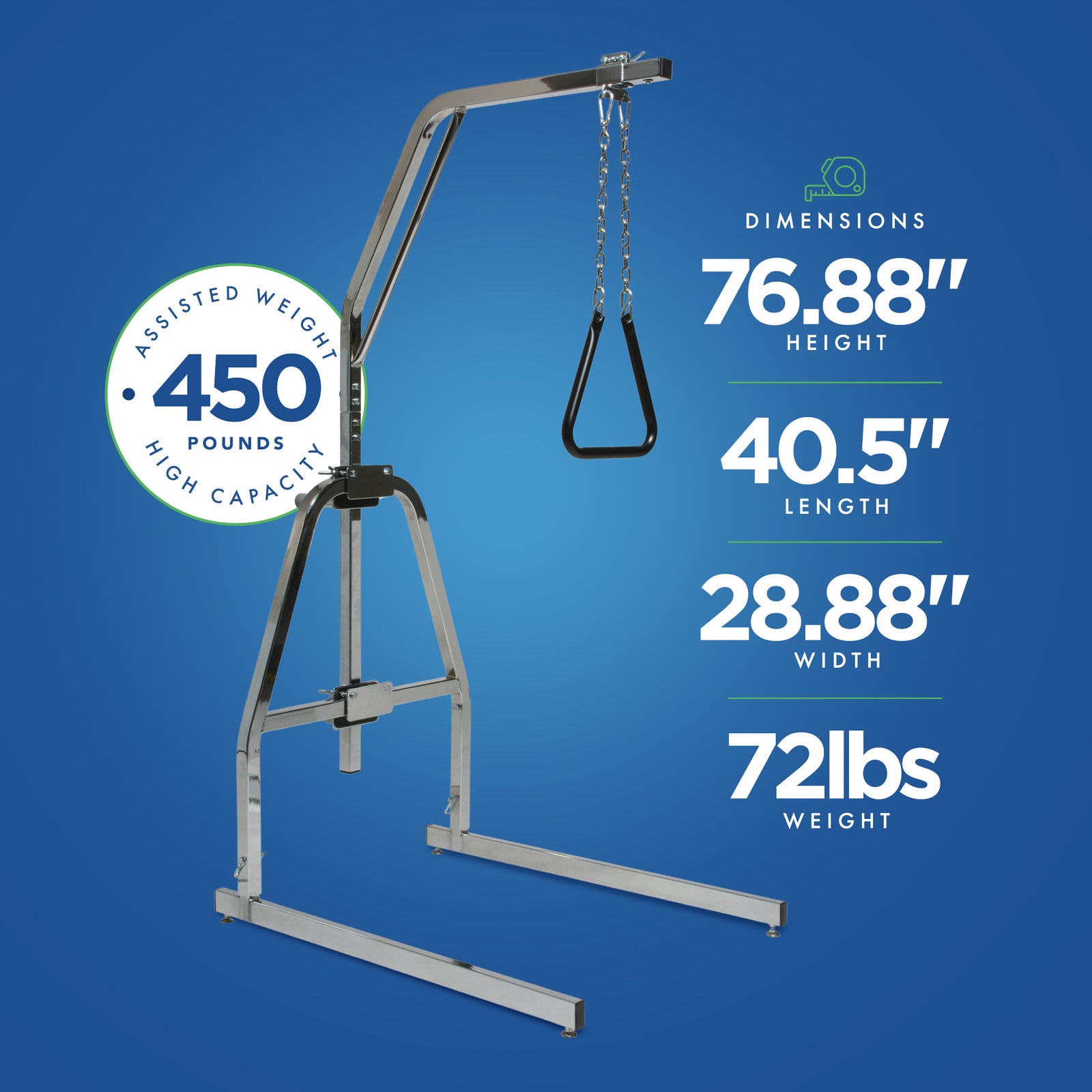 Lumex Bariatric Trapeze Bar w/ Triangle Handgrip and Floor Stand 450 lb Capacity - VMInnovations
