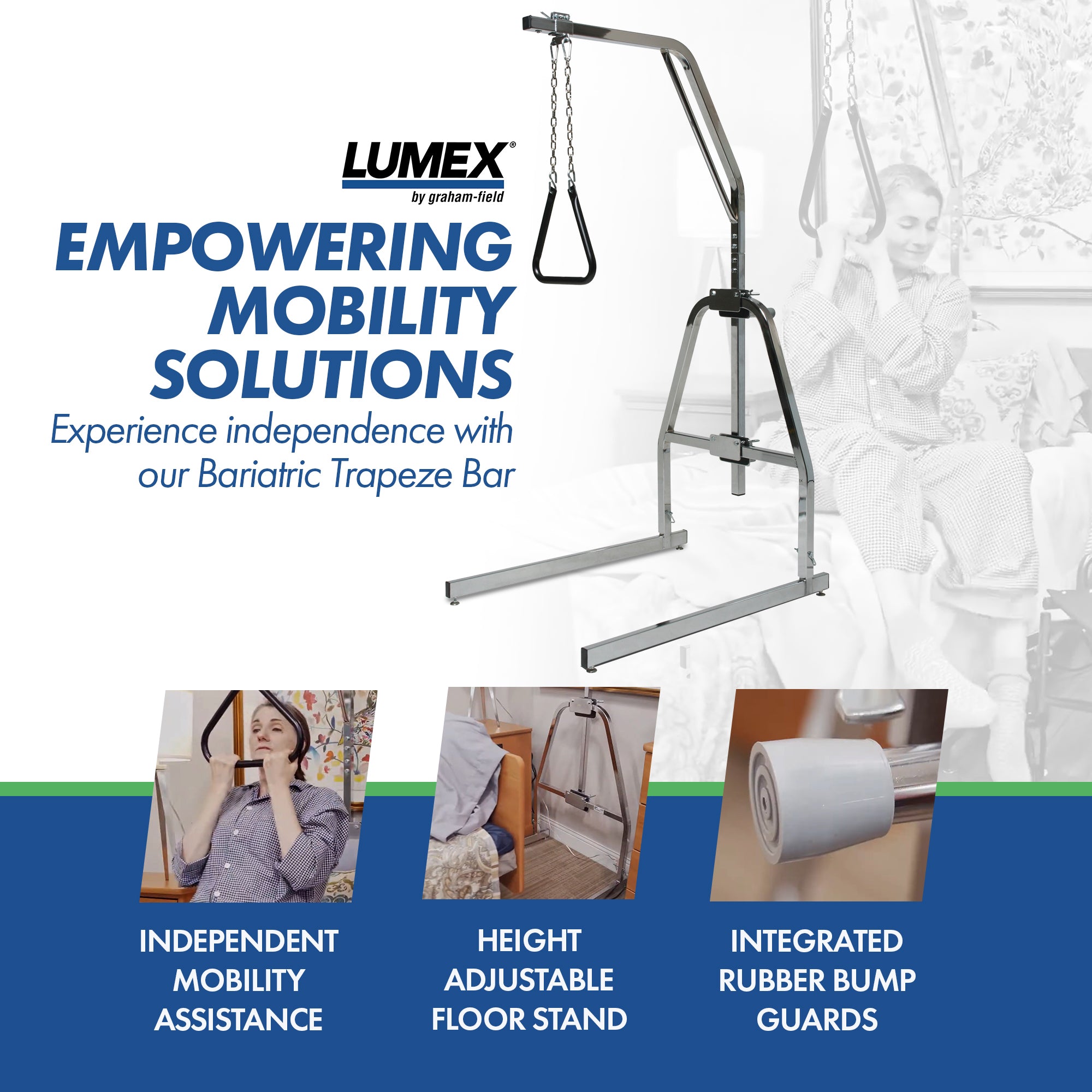 Lumex Bariatric Trapeze Bar w/ Triangle Handgrip 450 lb Capacity (Open Box) - VMInnovations