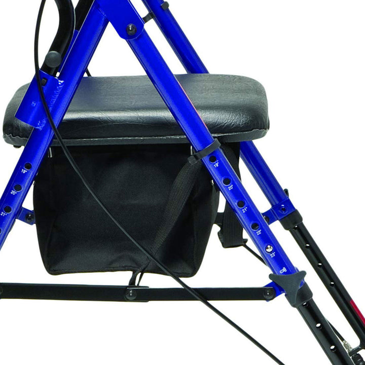 Lumex Set N' Go Wide 2-In-1 Height Adjustable Rollator Walker with Pouch, Blue