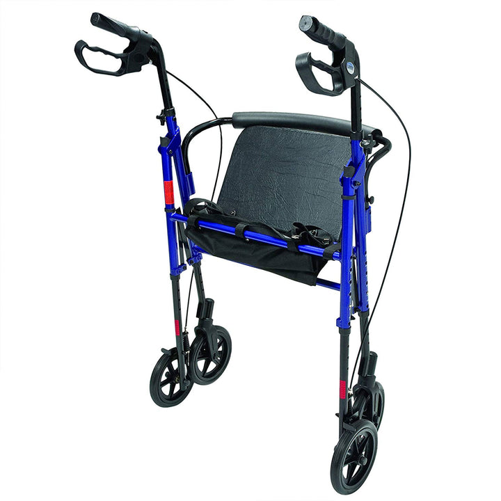 Lumex Set N' Go Wide 2-In-1 Height Adjustable Rollator Walker with Pouch, Blue