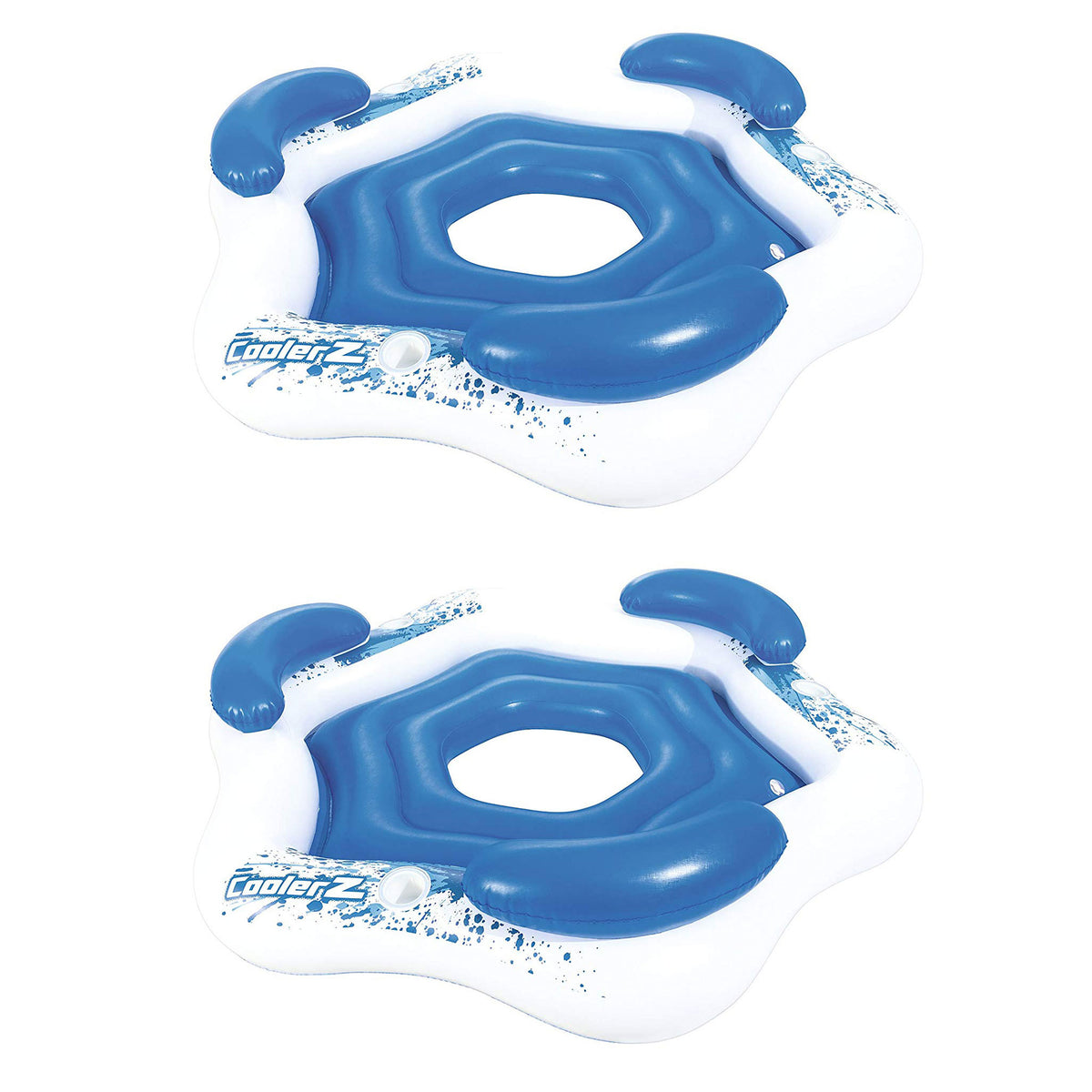 Bestway 3-Person Floating Water Island Lounge Raft With Open Bottom (2 Pack)