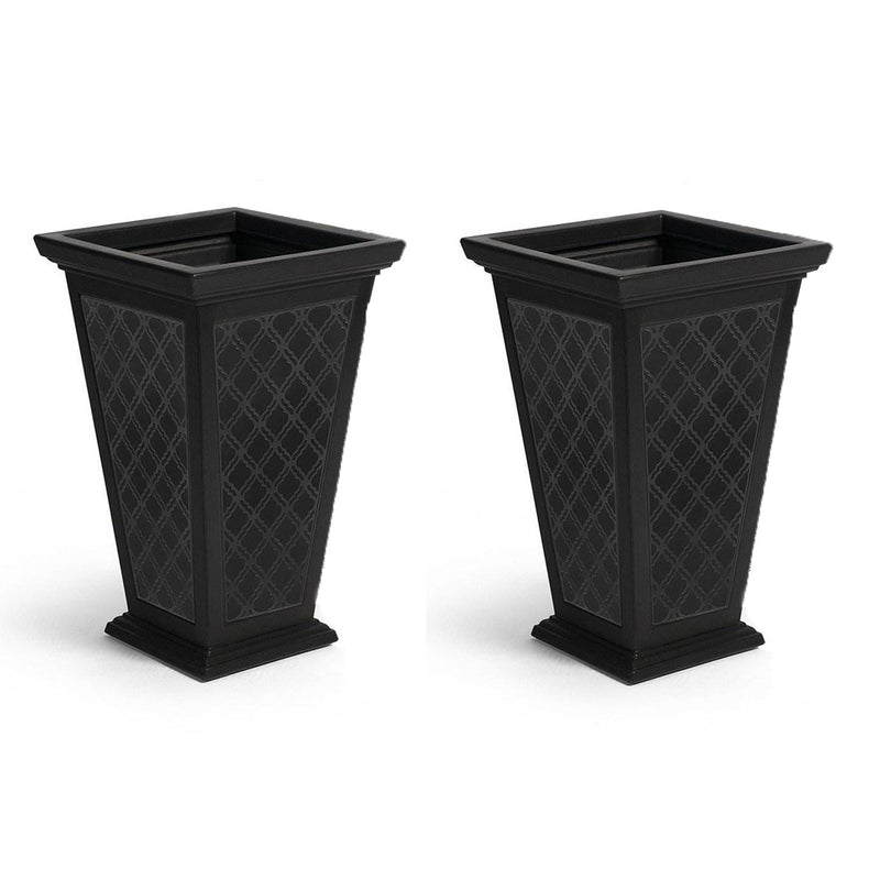 FCMP Outdoor Casablanca Resin 24" Self-Watering Pedestal Taper Planter, 2 Pack