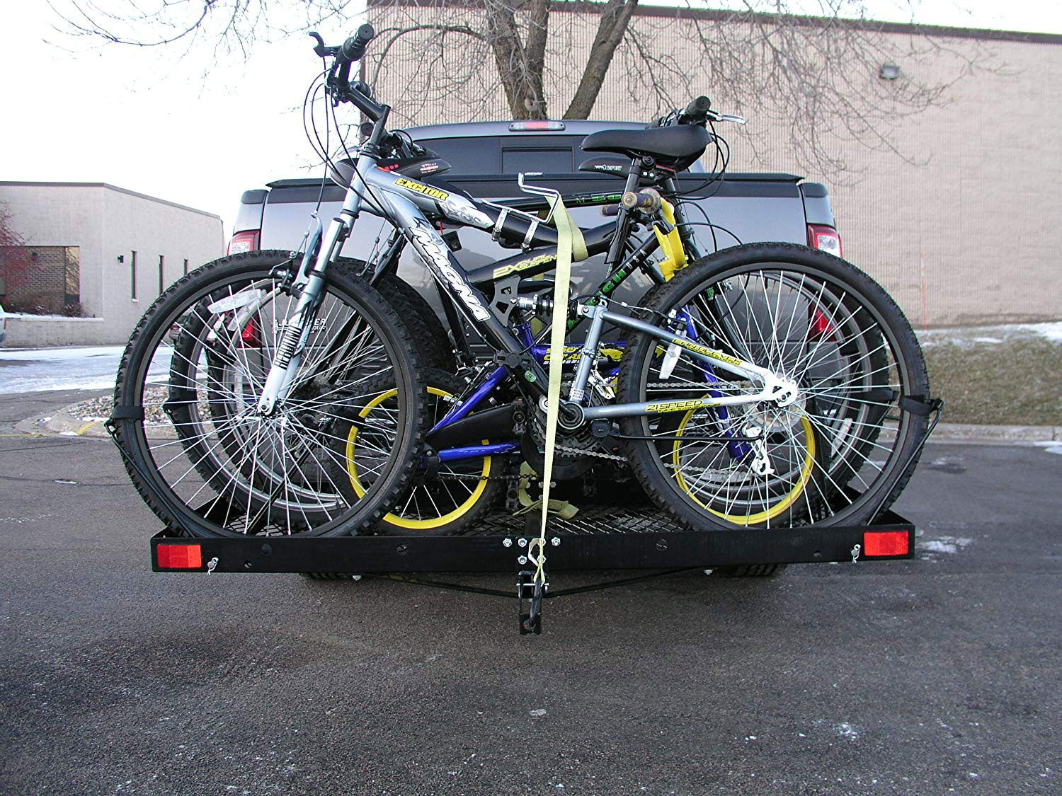 Tow Tuff 62" Steel Cargo Carrier Trailer for Car or Truck w/ Bike Rack (2 Pack)