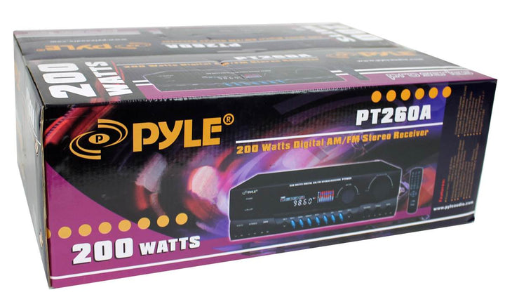 Pyle PT260A 200W 8-Ohm Home Digital AM FM Stereo Receiver Theater Audio, Black