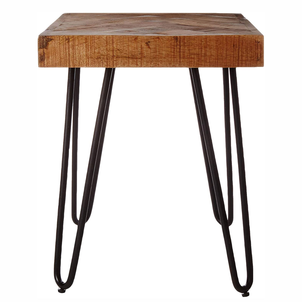 Midcentury Modern Mango Wood End Table with Chevron Top, Small (Open Box)