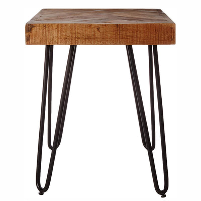 Midcentury Modern Mango Wood End Table with Chevron Top, Small (Open Box)
