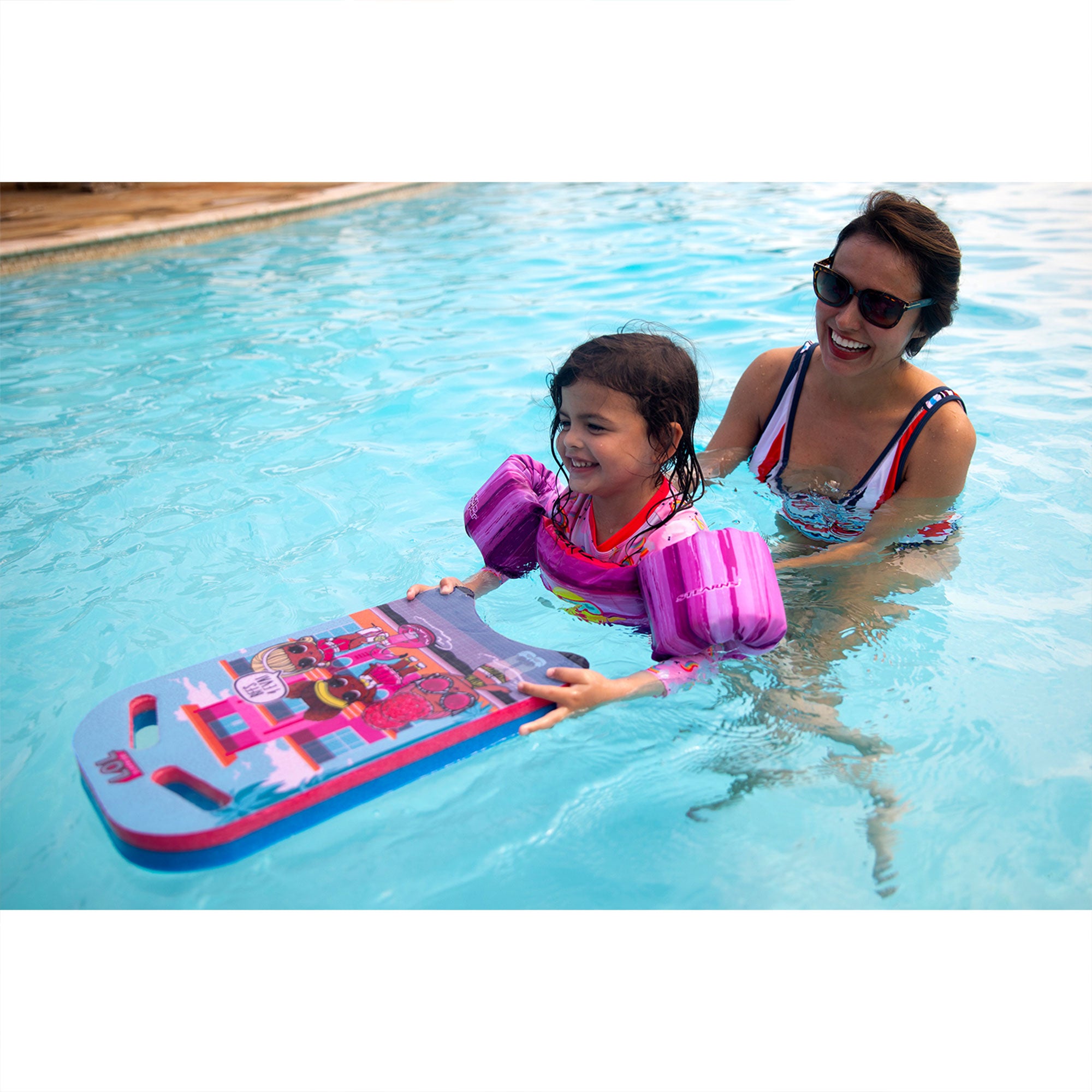 Floatation iQ Swimming Pool Training Foam Exercise Kickboard, BFFS Graphic Print