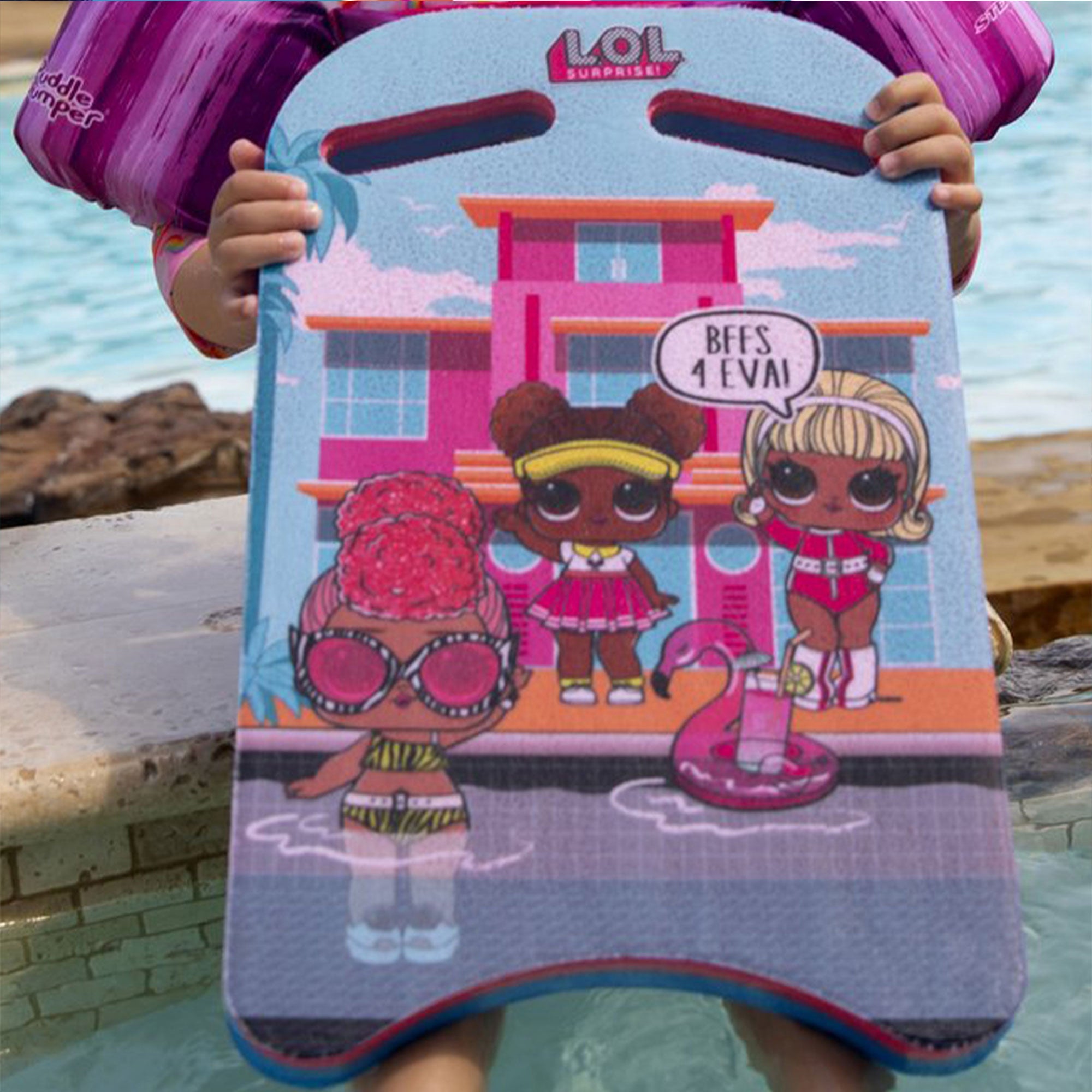 Floatation iQ Swimming Pool Training Foam Exercise Kickboard, BFFS Graphic Print