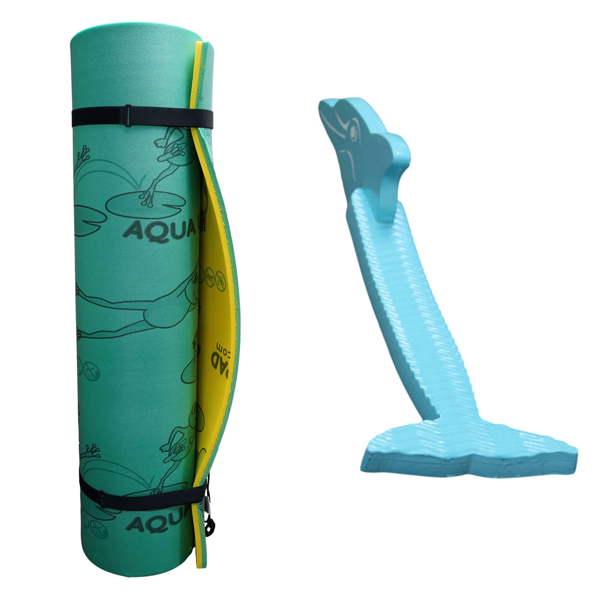 Aqua Lily Pad Water Mat Playground Floating Foam Pad & Dolphin Pool Noodle Float