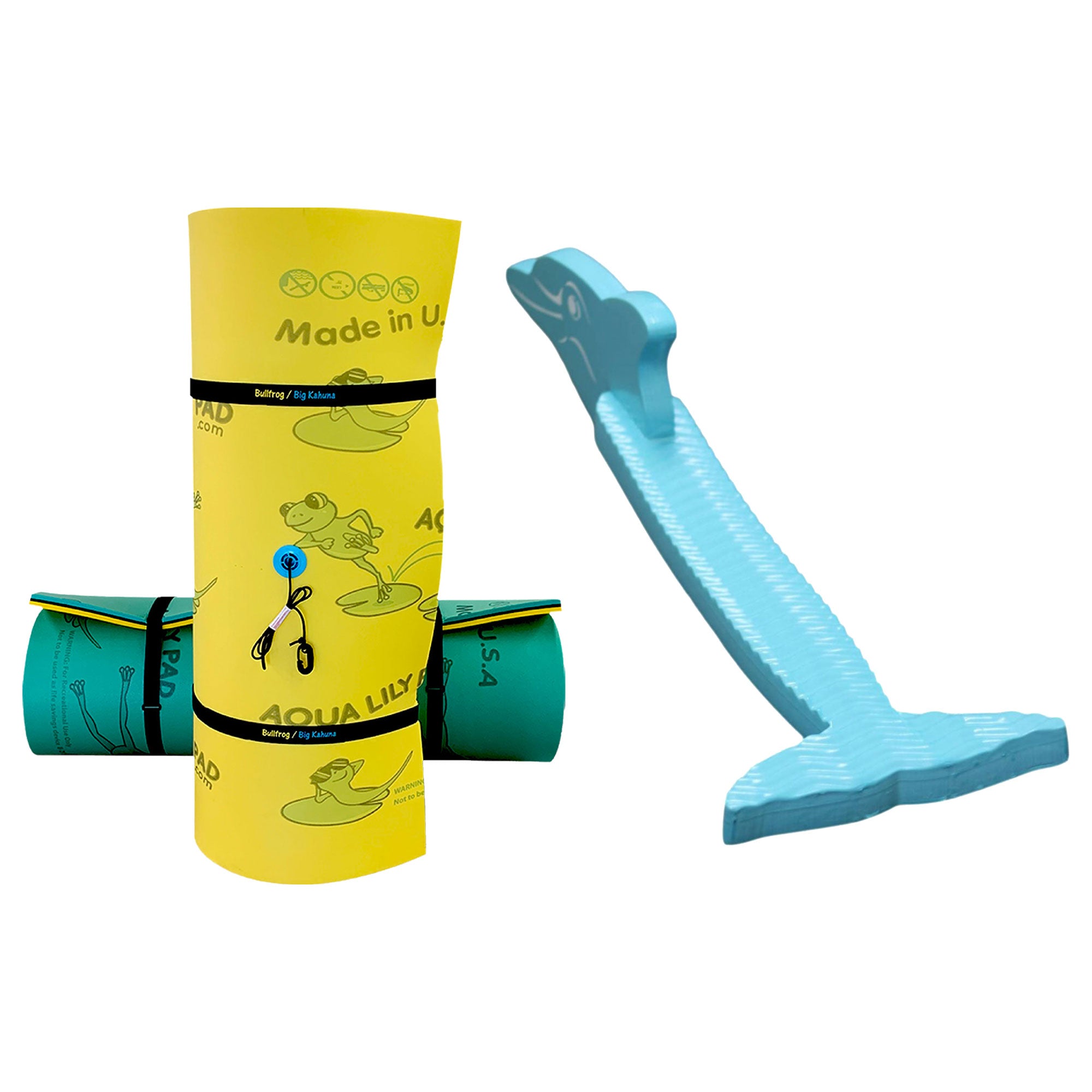 Aqua Lily Pad 15' Bullfrog Floating Foam Island w/ Dolphin Swimming Pool Noodle