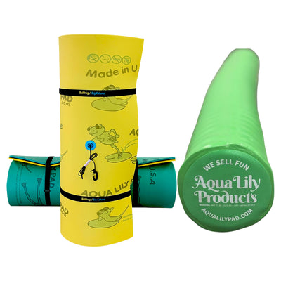 Aqua Lily Pad 15' Bullfrog Floating Foam Island w/ Foam Pool Noodle Float, Green