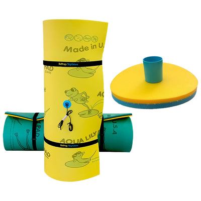 Aqua Lily Pad 15' Bullfrog Floating Island w/ Floating Beverage Holder (2 Pack)