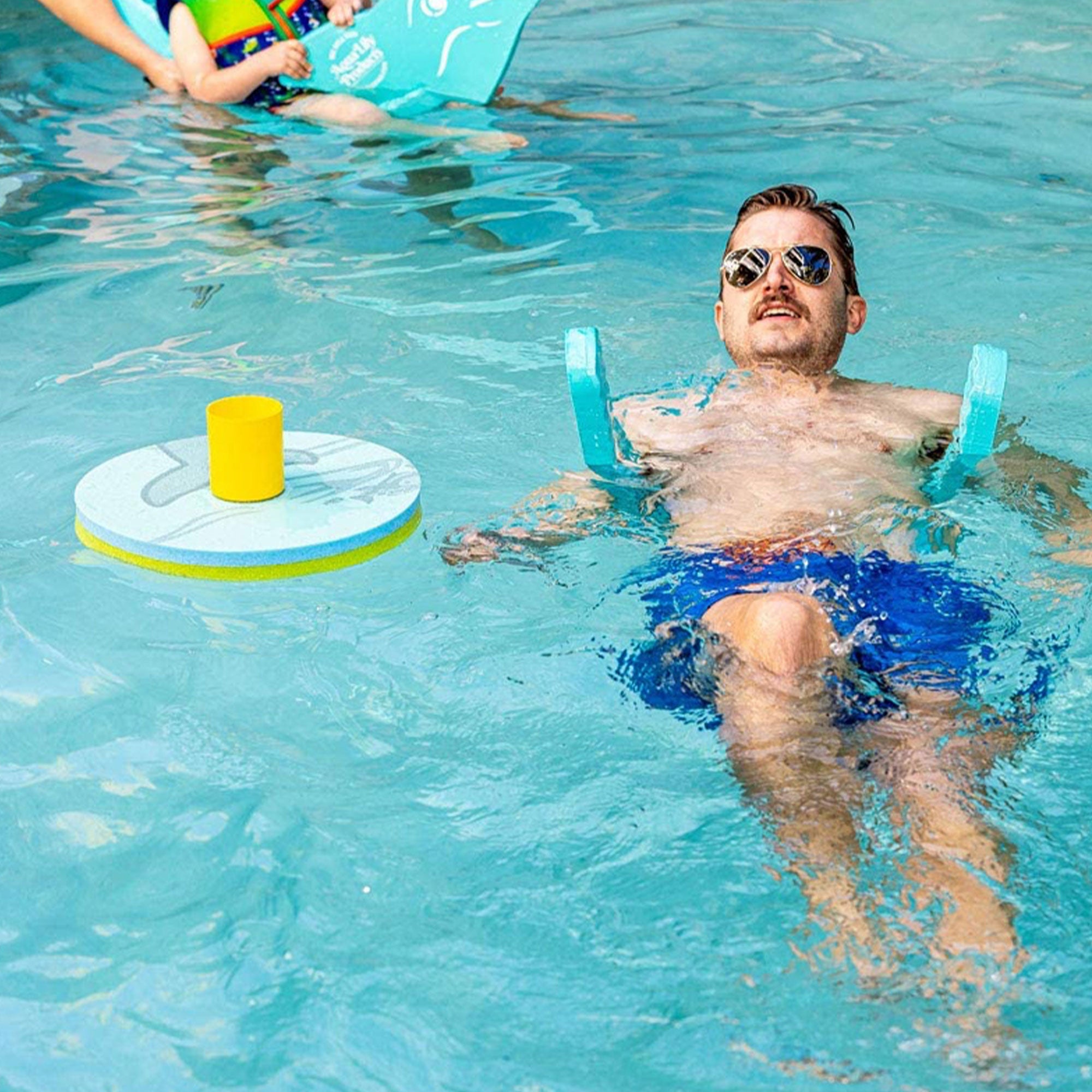 Aqua Lily Pad 15' Bullfrog Floating Island w/ Floating Beverage Holder (2 Pack)