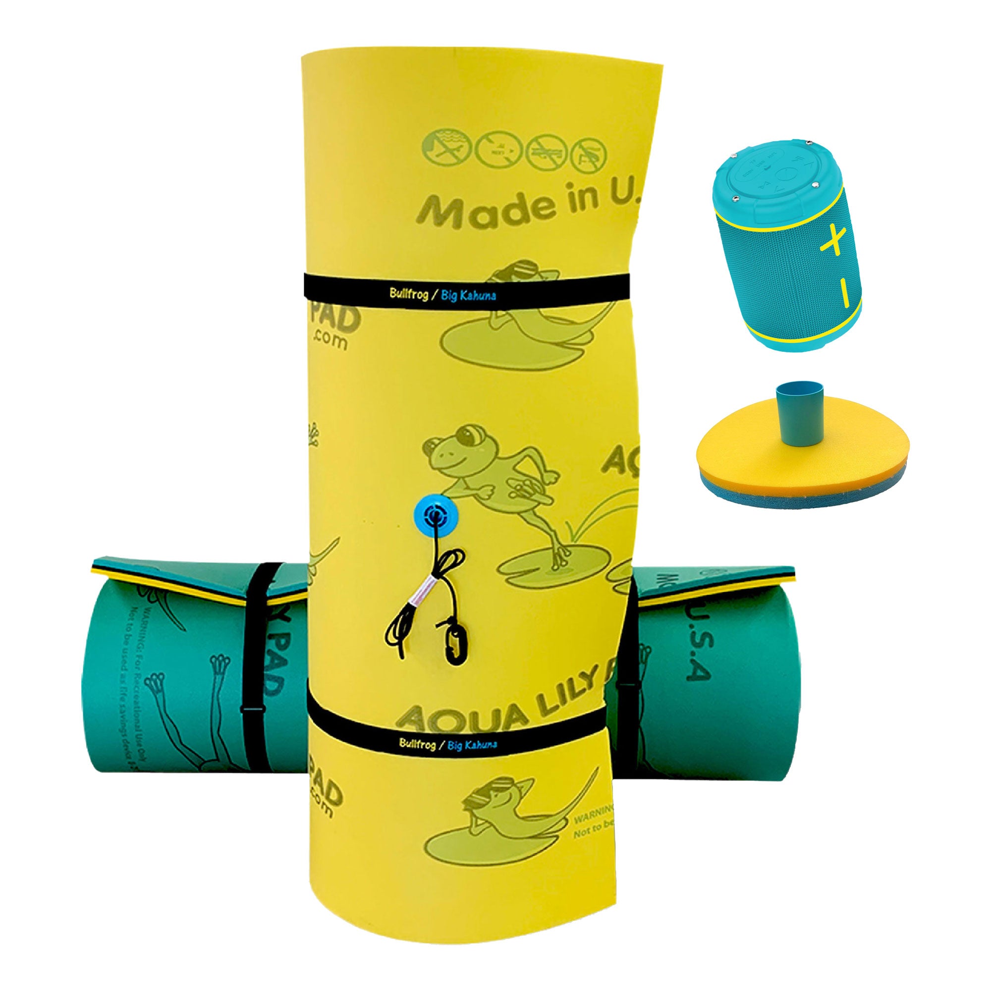 Aqua Lily Pad 15' Bullfrog Island w/Bluetooth Speaker & Beverage Holder (2 Pack)