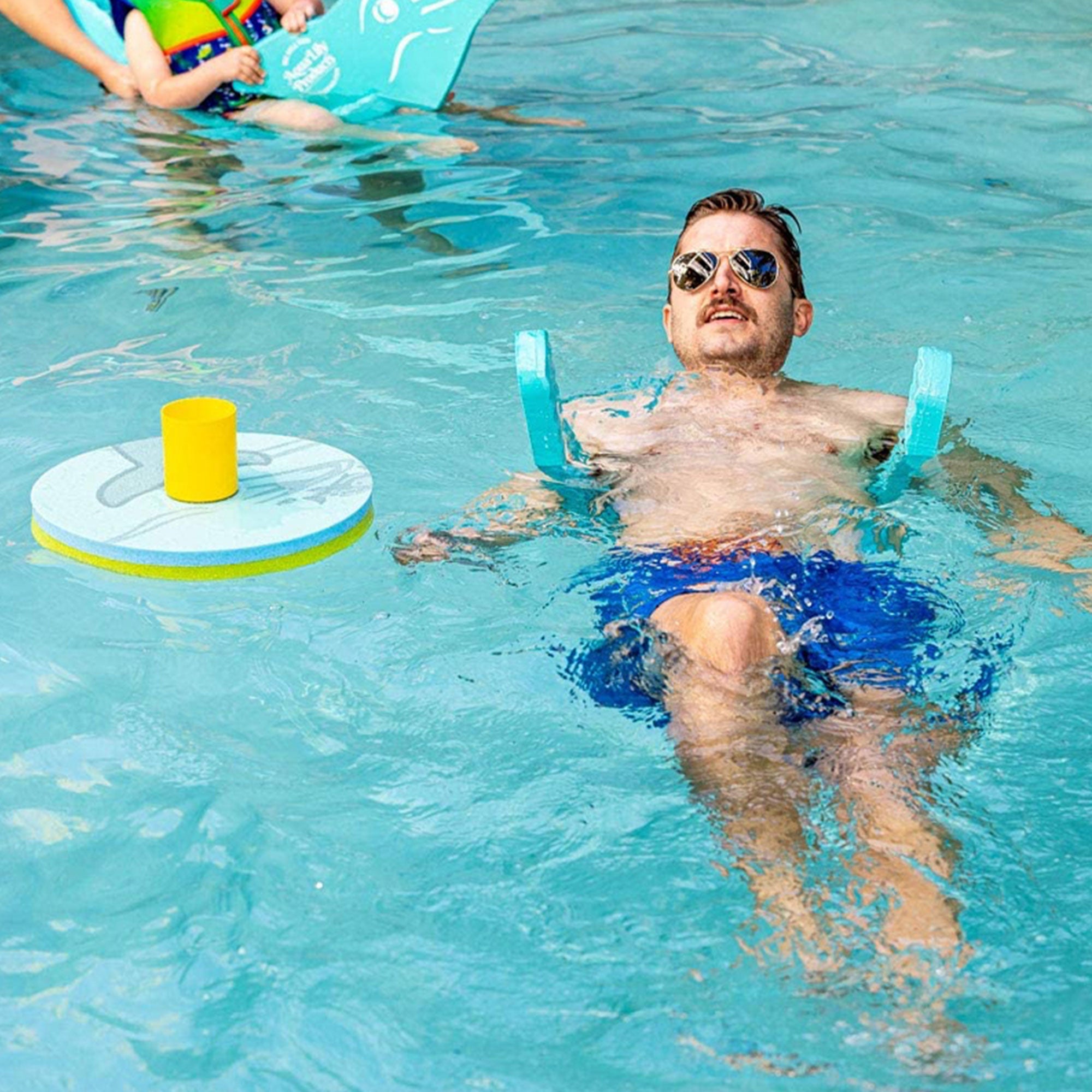 Aqua Lily Pad 15' Bullfrog Island w/Bluetooth Speaker & Beverage Holder (2 Pack)
