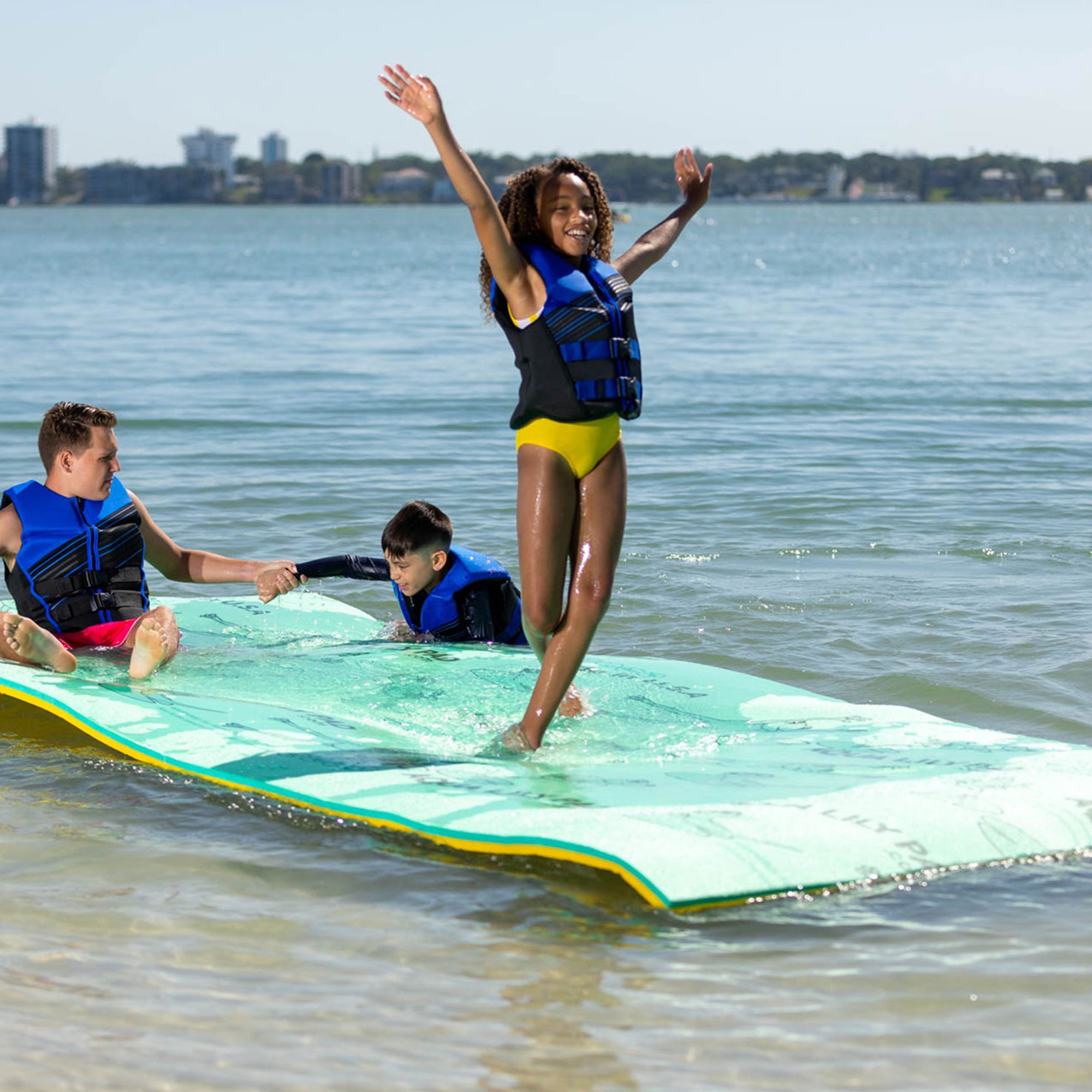 Aqua Lily Pad Water Mat Playground Floating Foam Pad Bundle w/ Nylon Storage Bag - VMInnovations