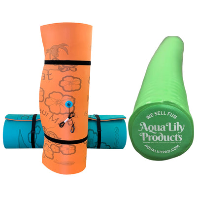 Aqua Lily Pad 14' Maui Floating Island with Foam Pool Noodle Float, Lime Green - VMInnovations