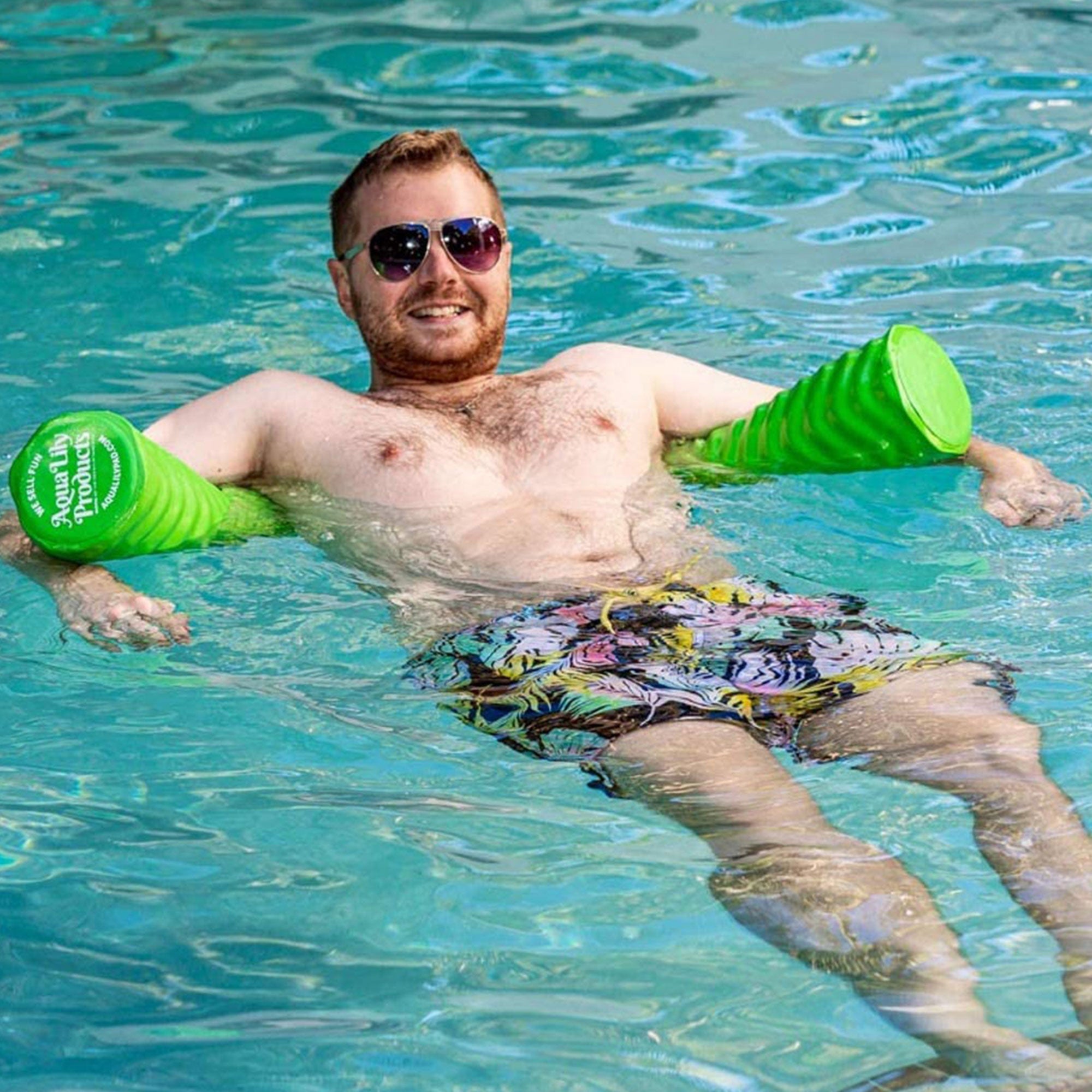Aqua Lily Pad 14' Maui Floating Island w/ Dolphin Noodle and Pool Noodle, Green - VMInnovations