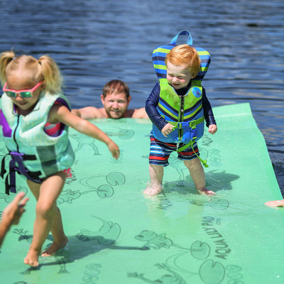 Aqua Lily Pad 15' Floating Foam Island with Dolphin Swimming Pool Noodle, Aqua