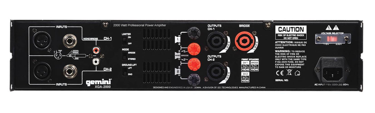NEW! GEMINI XGA-2000 2000 Watt 2 CH Power Amplifier Professional DJ Stereo Amp
