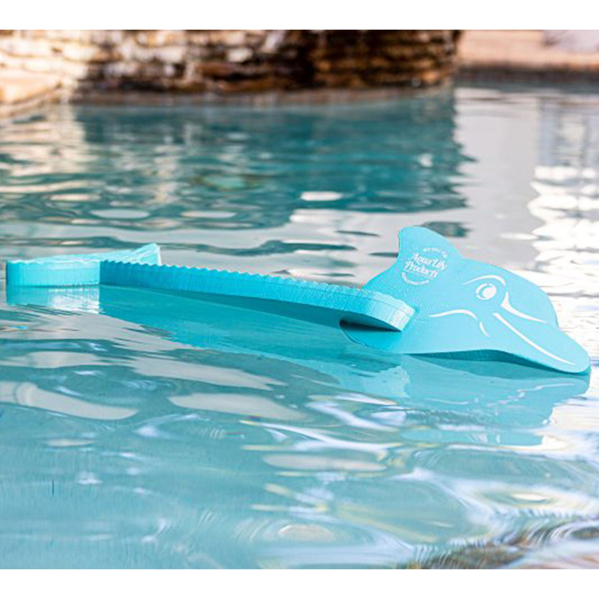 Aqua Lily Pad 16' Floating Foam Island with Dolphin Swimming Pool Noodle, Aqua