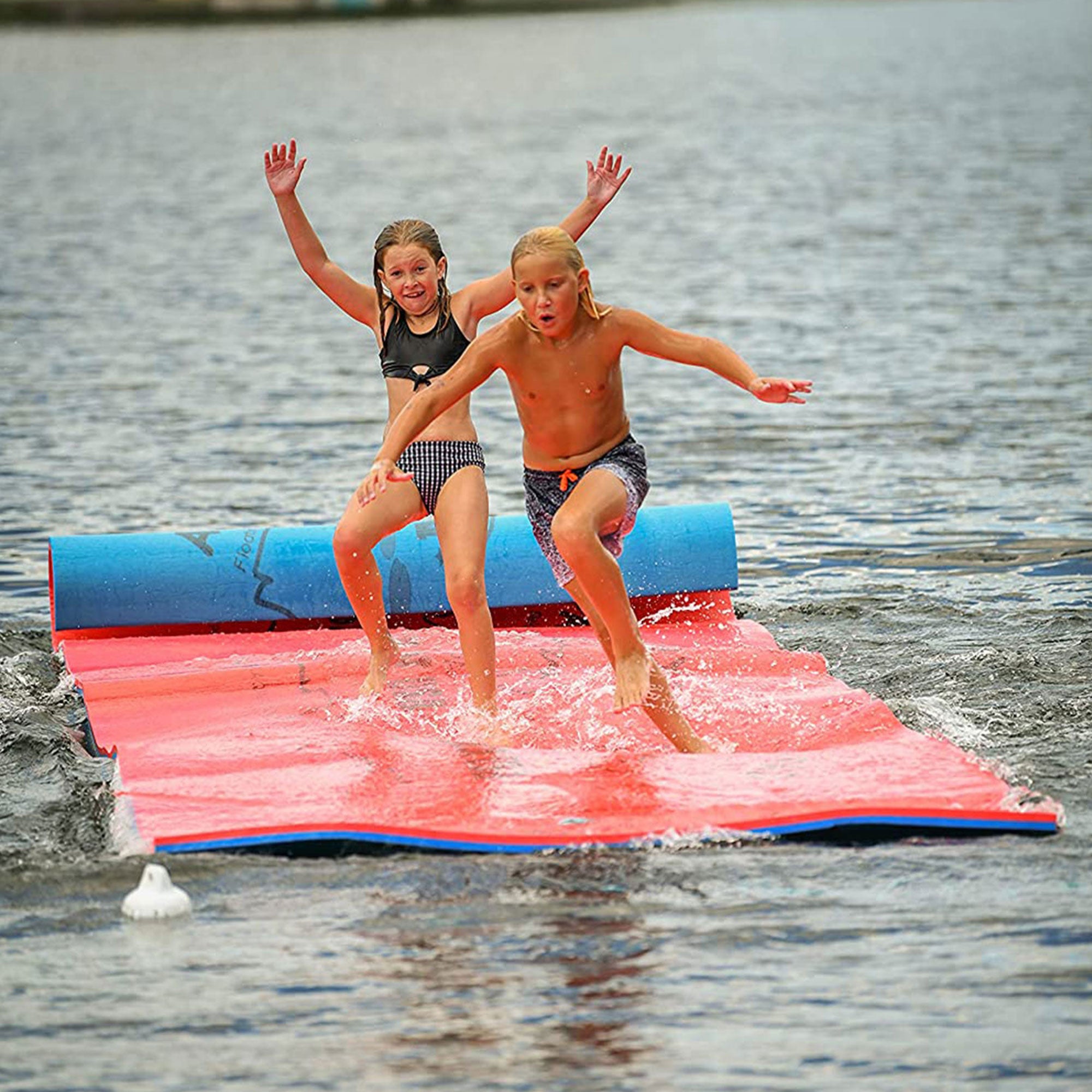 Aqua Lily Pad 16' Floating Foam Island with Foam Pool Noodle Float, Lime Green