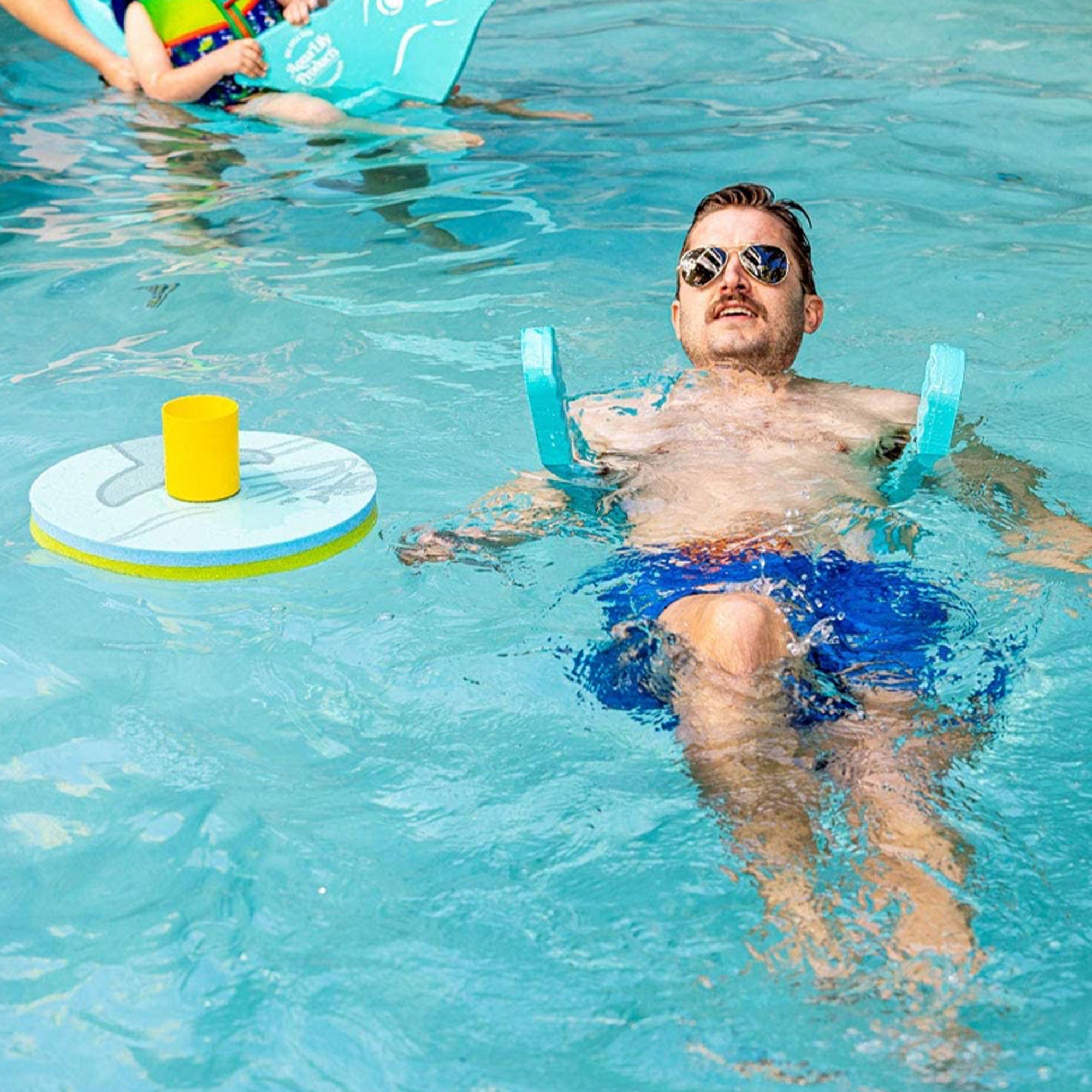 Aqua Lily Pad 20' Maui Floating Foam Island w/ Floating Beverage Holder (2 Pack)