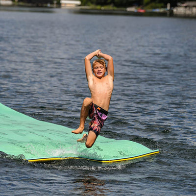 Aqua Lily Pad 20' Bullfrog Floating Island w/ Dolphin Swimming Pool Noodle, Aqua