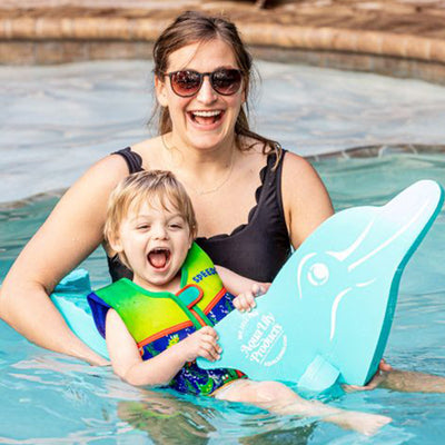 Aqua Lily Pad 20' Bullfrog Floating Island w/ Dolphin Swimming Pool Noodle, Aqua
