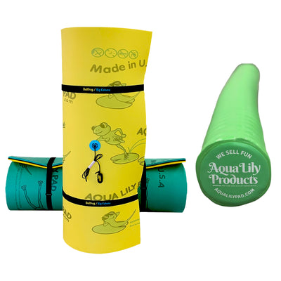 Aqua Lily Pad 20' Bullfrog Floating Island w/ Foam Pool Noodle Float, Lime Green
