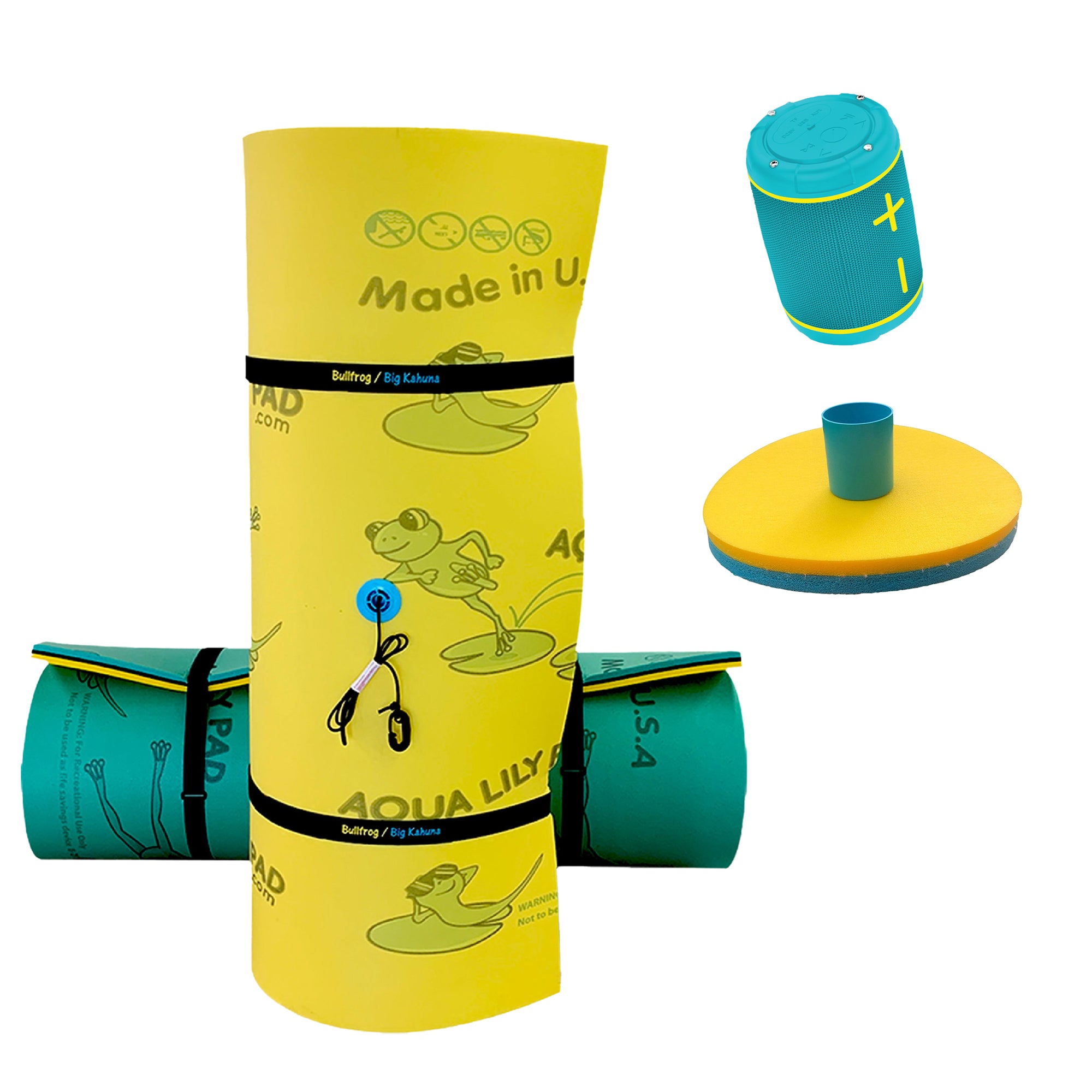 Aqua Lily Pad 20' Bullfrog Island w/Bluetooth Speaker & Beverage Holder (2 Pack)