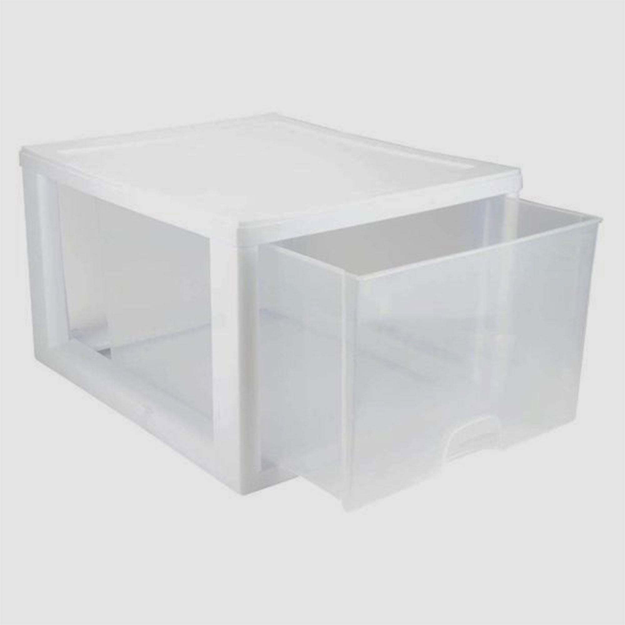 Sterilite 27 Quart Clear & White Plastic Storage Bin with One Drawer, 20 Pack - VMInnovations