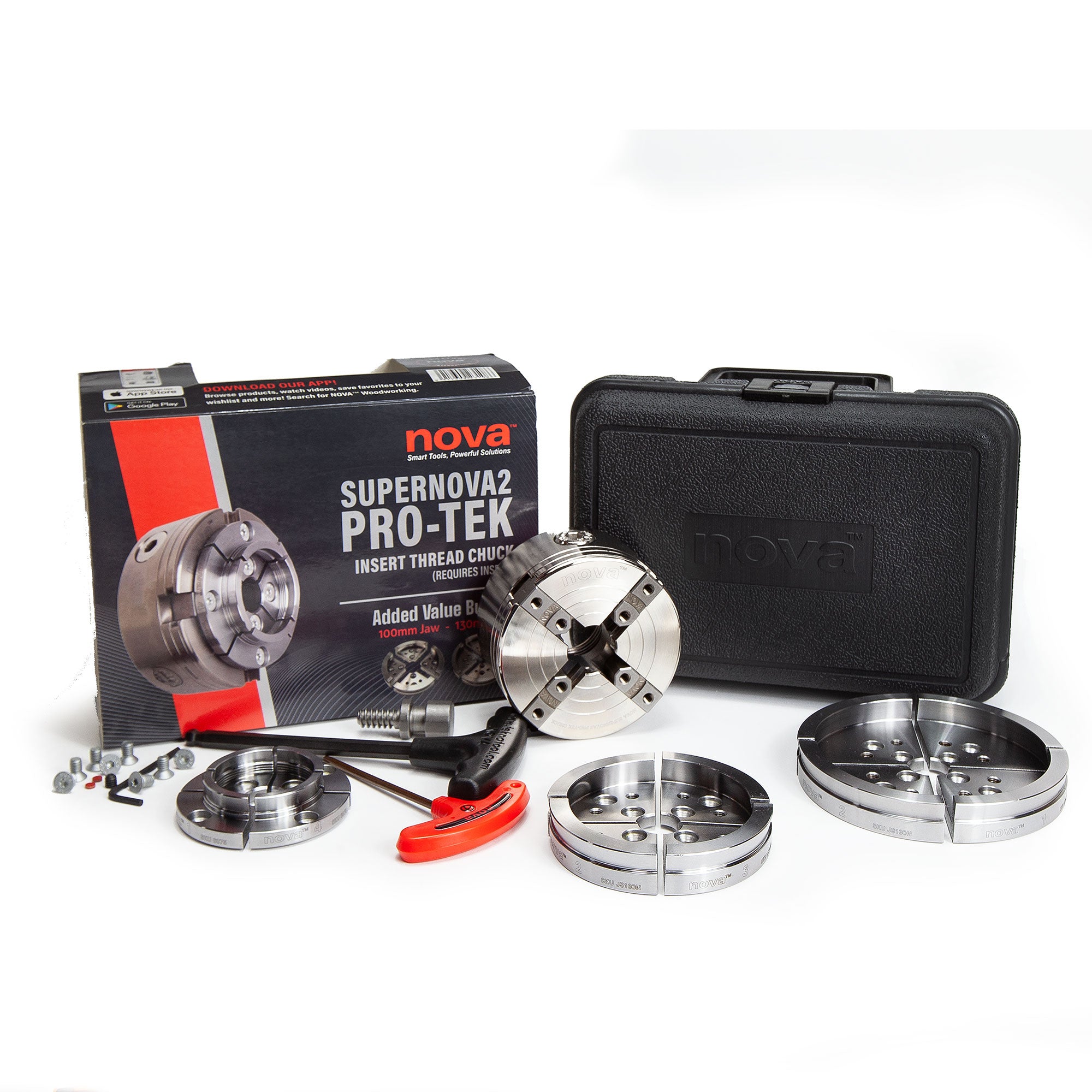 NOVA 23108 SUPERNOVA2 Insert Type Wood Turning Chuck Bundle Set w/ Travel Case