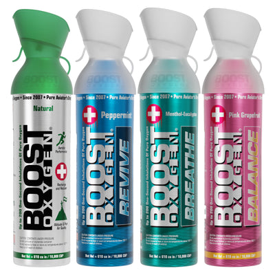 4 Pack Large 10 Liter Boost Oxygen Natural Portable Pure Oxygen Variety Canister