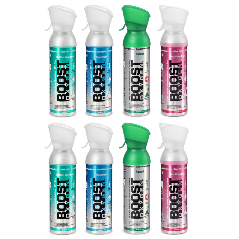 Boost Oxygen Natural Portable 5 Liter Pure Oxygen Variety Canister (8 Pack)