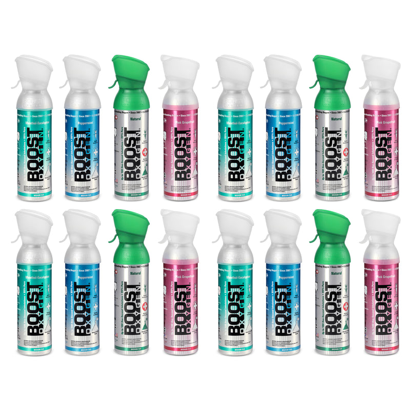 Boost Oxygen Natural Portable 5 Liter Pure Oxygen Variety Canister (16 Pack)