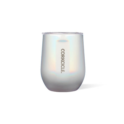 Corkcicle 12 Ounce Stainless Steel Stemless Cup with Lid, Prismatic Multicolor