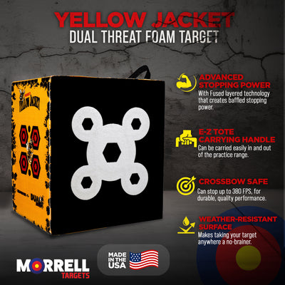 Morrell Yellow Jacket 380 FPS Dual Threat Cube Archery Target w/ Stand (2 Pack)