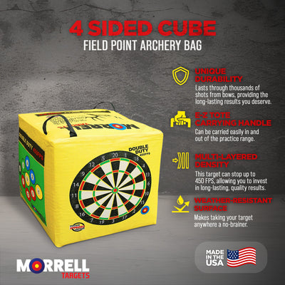 Morrell Double Duty 450 FPS 4 Sided Cube Archery Bag Target, Yellow (Open Box) - VMInnovations
