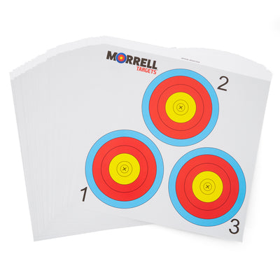 Morrell Targets Archery NFAA Official 3 Spot Paper Target Face, 100 Count Pack - VMInnovations
