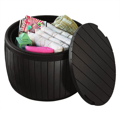 Keter Circa Deck Storage Box and Table for Furniture Decor, Brown (Open Box) - VMInnovations